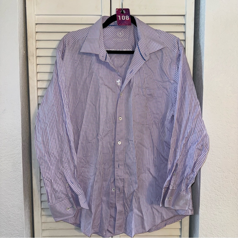 Bugatchi Men's Lavender Checkered Button Down Shi… - image 1